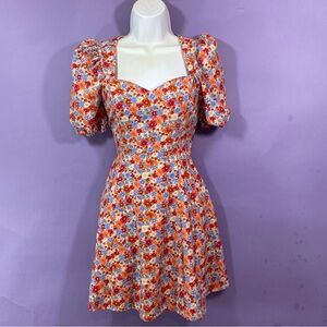 Puff Sleeve Floral Skater Dress